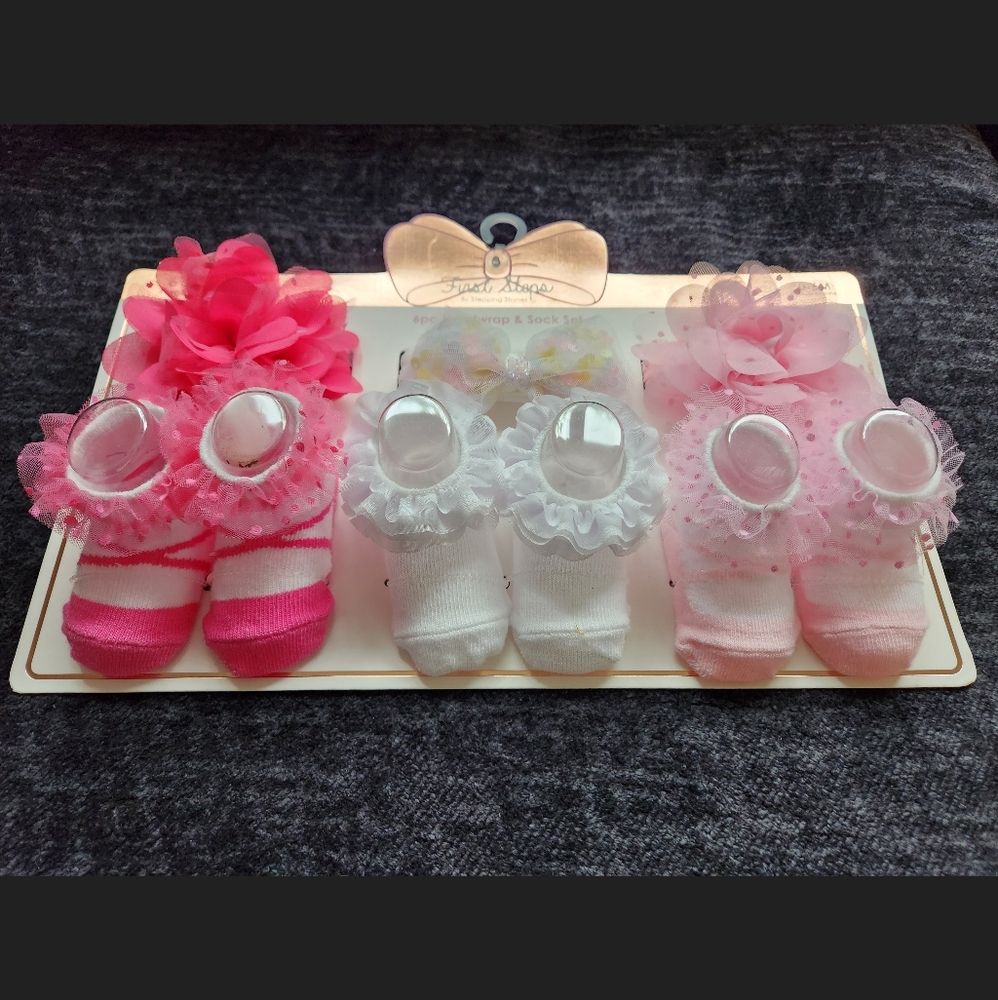 6pc Headwrap & Sock Set - Picture 3 of 3